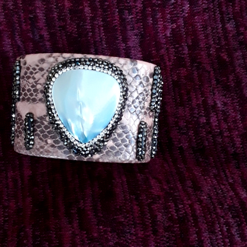 Pale Pink Snakeskin Cuff Bracelet